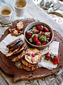 Florentines with fresh strawberries and coffee