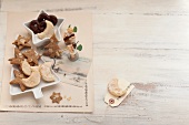 Zedernbrot (crescent-shaped citrus biscuits), Spekulatius (German Christmas shortcrust biscuits) and chocolate pretzels