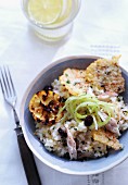 Lemon risotto with mackerel, parmesan wafers and lime zest