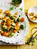 Glazed parsnips with Brussels sprouts