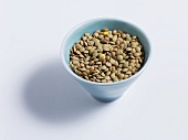 Brown lentils in a dish