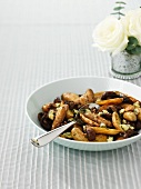Fingerling potatoes with Stilton and mushrooms
