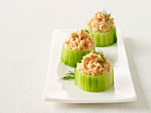 Cucumber nibbles with tuna pâté and dill