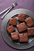Brownies on a metal plate