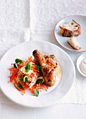 Chicken in yoghurt sauce with quinoa, carrot and fennel salad