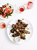 Lamb kebabs with a watermelon salad