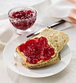 Red wine jelly on poppy seed bread