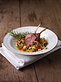 Venison loin chops with vegetables and rosemary