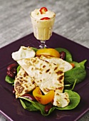 Tortillas with beans, peppers, spinach and chilli mayonnaise