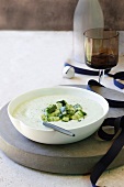Cold yoghurt soup with cucumber and avocado