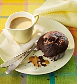 Chocolate muffin and milk jam