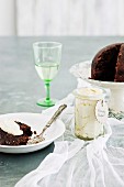 Christmas pudding with brandy butter