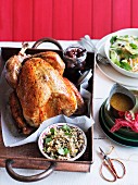 Roast turkey with bulgur stuffing and fig compote