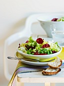 Mixed leaf salad with white bread
