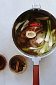 Soup with spring onions and beef (Vietnam)