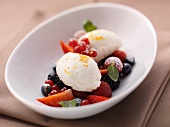 Quenelles of quark foam on mixed berries