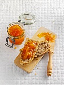 Slices of sourdough bread with marmalade