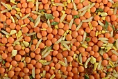 A mix of lentils and rice with herbs and spices (section)
