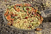 A ready-made mix of couscous with dried vegetables and spices