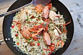 Fried rice with crabs and vegetables
