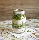 Split pea and rice soup mix in a jar
