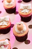 Cupcakes Decorated With Sheep and Bows