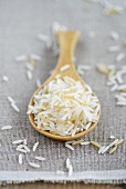 Basmati rice on a wooden spoon