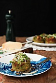 Potato and courgette cake with sunflower sprouts and pumpkin seeds