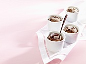 Chocolate pudding in dessert moulds