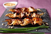 Chicken satay skewers with peanut sauce