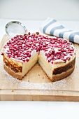 Redcurrant cake, one slice missing