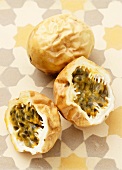 Passion fruit, whole and halved