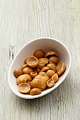 Preserved porcini mushrooms in a bowl