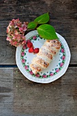 Puff pastry rolls filled with berries and cream