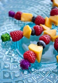 Colourful fruit skewers