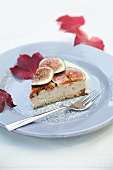 A slice of fig and ricotta cheesecake