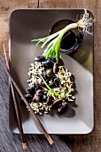 Rice with runner beans (view from above)