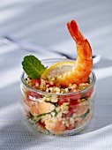 Tabbouleh with prawns