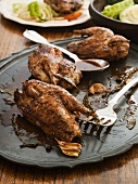 Roast pheasant with garlic