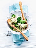 A salad of broccoli and Romanesco broccoli