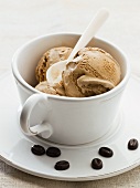 Coffee ice cream in a cup