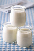 Natural yoghurt in jars