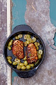 Grilled duck breast with grapes