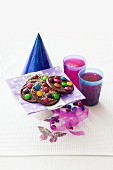 Giant chocolate buttons decorated with colourful chocolate beans