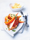 Spicy chicken breast fillet with squash