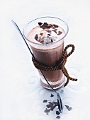 Hot chocolate with stracciatella ice cream