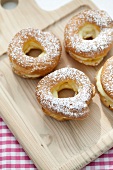 Choux pastry rings with cream filling