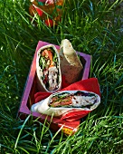 Wraps with Caesar salad for a picnic