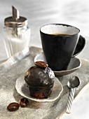 Espresso muffin with chocolate icing