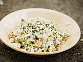 Parsley risotto with toasted pine nuts
